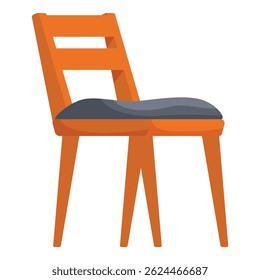 Modern orange chair with soft seat standing on white background, furniture for home interior