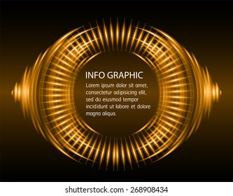 modern orange circle text box template for website computer graphic business and internet, dark black background. Brochure. text box. banner. card. wave