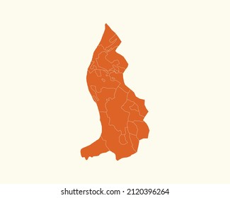 Modern Orange Color High Detailed Border Map Of Liechtenstein Isolated on White Background Vector 