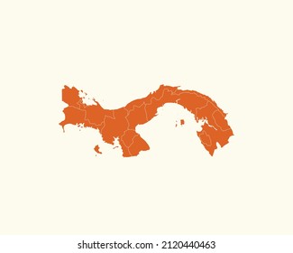 Modern Orange Color High Detailed Border Map Of Panama Isolated on White Background Vector