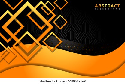 Modern orange combine with shine square shape background. abstract geometric shape background
