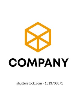 Modern orange cube box logo design vector illustration shape element 