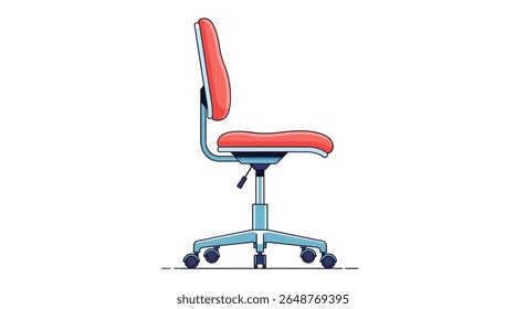 Modern orange ergonomic office chair with adjustable height and swivel base featuring five wheels for easy mobility and comfort in a workspace setting