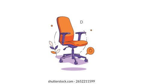 Cadeira de escritório ergonômica laranja moderna com recursos ajustáveis para maior conforto e produtividade