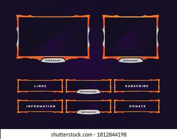 modern orange fire theme twitch panel overlay set design template