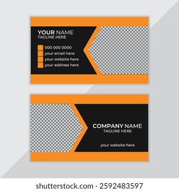 modern orange foil business card mockup, creative modern name card and business card.