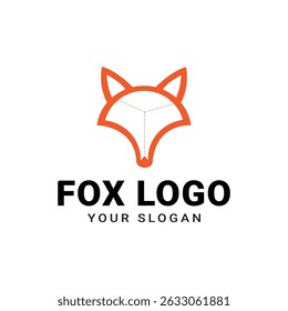 Modern orange fox logo in outline style, ideal for creative branding, mascots, wildlife, digital media, or tech business identity.