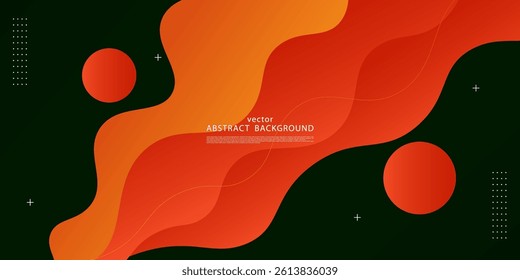 Modern orange geometric business banner design. Creative banner design with wave shape and lines as template. Simple dark horizontal banner. Vector Eps10