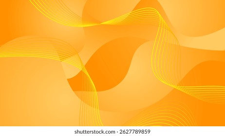 Modern orange gradient color abstract background with glowing wave. Shiny curve lines design element.  Futuristic technology concept. Vector illustration