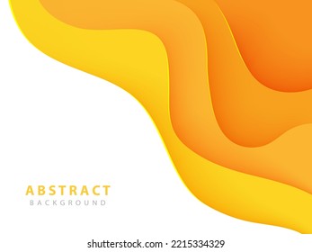 modern orange gradient paper cut wave abstract background