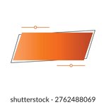 Modern orange gradient slant box label, decorative line art ornaments, creative layout for digital marketing display.