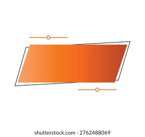 Modern orange gradient slant box label, decorative line art ornaments, creative layout for digital marketing display.