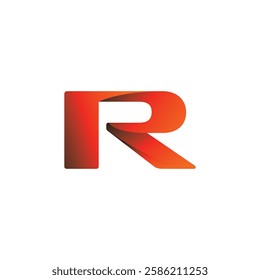 Modern Orange Gradient Wide Letter R Logo Design.