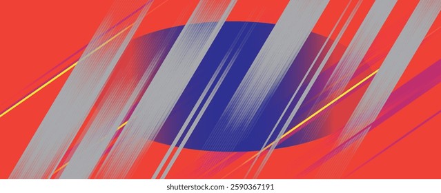 Modern orange Hi-tech digital technology concept. Illustration high computer technology on purple and pink metalic gradient background. Abstract futuristic design. Sci-fi vector illustration