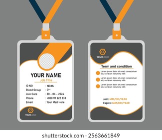 Modern orange ID card design template. Employee identity card design. Modern Vector template.