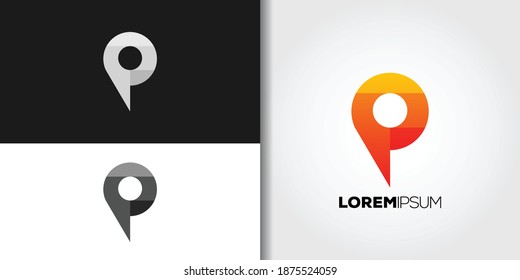 modern orange letter p logo set idea template vector