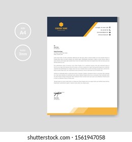 Modern orange letterhead layout template vector