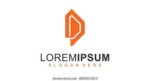 Modern orange logo with letter D