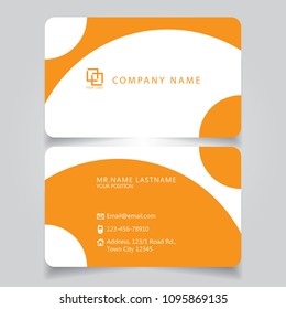 Modern Orange name card and business card with creative design horizontal curve corner standard size vector illustration template