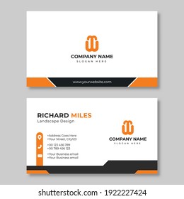 Modern Orange Name Card And Business Card