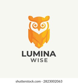 Modern orange owl logo representing wisdom and knowledge for Lumina Wise brand identity.