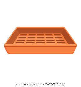 Modern orange plastic tray with ventilation holes, isolated on a white background