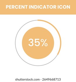 Modern orange progress icon filled to 35 percent, useful for infographics, UI design, and visual status indicators.
