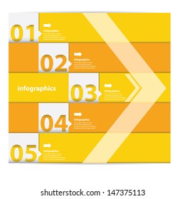 Modern orange progress paper Design template / can be used for infographics / numbered banners / graphic or website layout vector