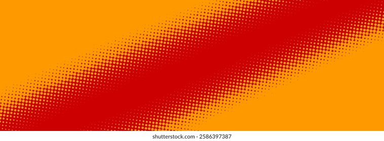 Modern orange and red pop art background with halftone dots in comic style, vector illustration EPS10