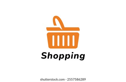 Modern Orange Shopping Basket Icon Logo Design