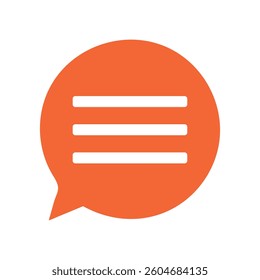 Modern Orange Speech Bubble Icon with List Symbols