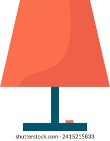 Modern orange table lamp with minimalistic design on white background. Stylish home interior decor and minimalism concept vector illustration.