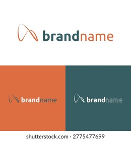Modern Orange Teal Brandname Logo Abstract Curve Corporate Identity Design