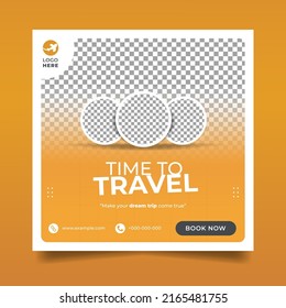 Modern Orange Travel Banner for Holiday Social Media Post