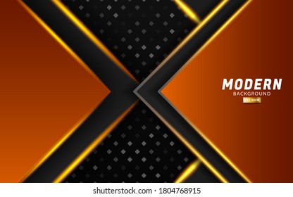 modern orange vector background banner. Abstract realistic layered paper cut decoration texture with dots pattern.3d backdrop.Vector illustration.Cover layout template.Material design concept