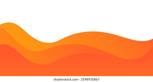 Modern orange wave abstract frame vector background without border banner and blank space.
