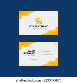 modern orange wavy business card design vector