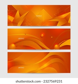Banner largo vector abstracto de color naranja moderno. Fondo mínimo con flechas de ondas formas geométricas y espacio de copia para el texto. Portada de medios sociales y plantilla de banners para la web
