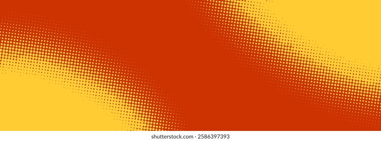 Modern orange and yellow pop art background with halftone dots design in comic style, vector illustration EPS10