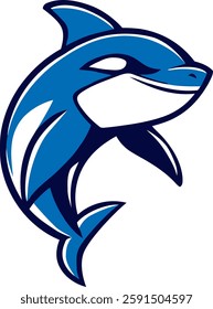 Modern orca logo blue mascot for gaming teams, cyber players, and social networks