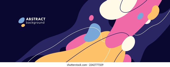 Modern organic abstract shapes background. Compositions of dynamic blob wave, irregular form, motion line. Template for design, banner and posters.