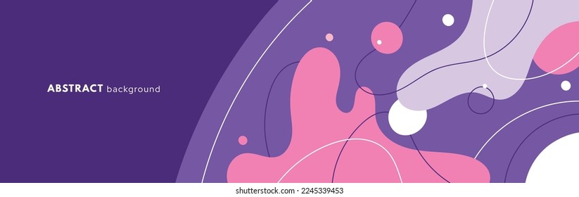Modern organic background. Abstract elements, wave and dynamic line. Compositions of colored spots. Space or scientific landscape. Flat vector illustration