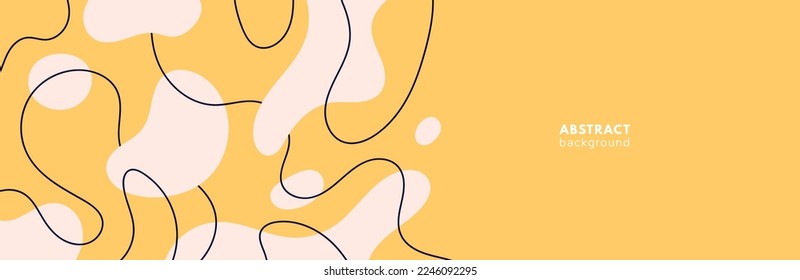 Modern organic background. Abstract elements, wave and dynamic line. Compositions of colored spots. Space or scientific landscape. Flat vector illustration