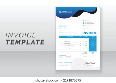 Modern organic invoice template design