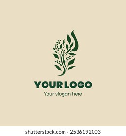 Modern Organic Leaf Logo Design with Floral Elements for Eco-Friendly Branding
