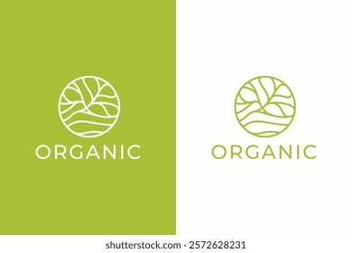 Modern Organic Logo Design Featuring Nature-Inspired Elements in a Green Circular Design