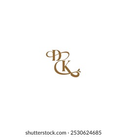 Logotipo orgánico moderno DK línea de hoja inicial monograma boda concepto carta