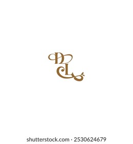 modernes organisches Logo DL Anfangsblatt Linie Monogramm Hochzeitskonzept Brief