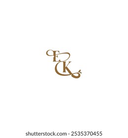 modern organic logo EK initial leaf line monogram wedding concept letter