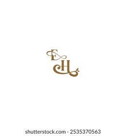 modern organic logo FH initial leaf line monogram wedding concept letter